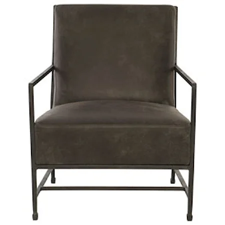 Leather Upholstered Accent Chair with Metal Frame